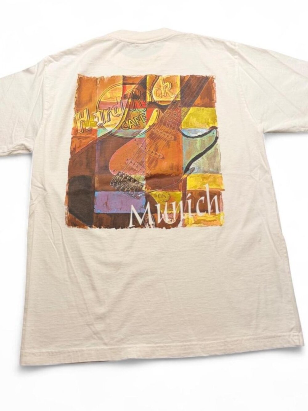 Vintage 90s Hard Rock Cafe Munich GVC Art Guitar Graphic Tee Large